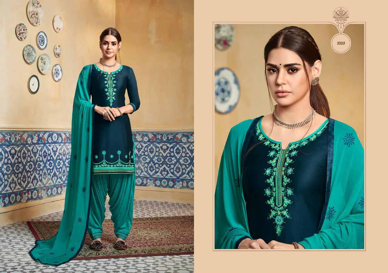Patiala House Vol-74 Kessi Satin Dress Materials Patiala House Vol-74 Kessi Satin Dress Materials